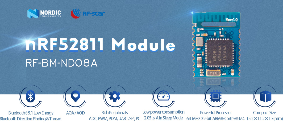 BLE 5.0 ZigBee Thread Multi-Protocol Nordic SoC nRF52811 Module