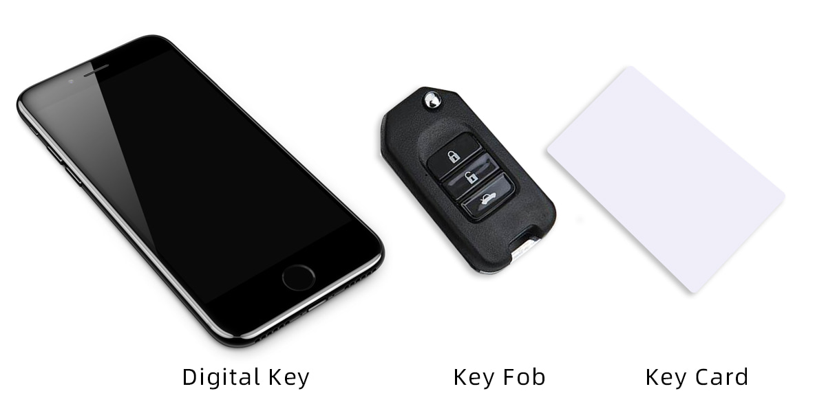 digital key, key fob and key card