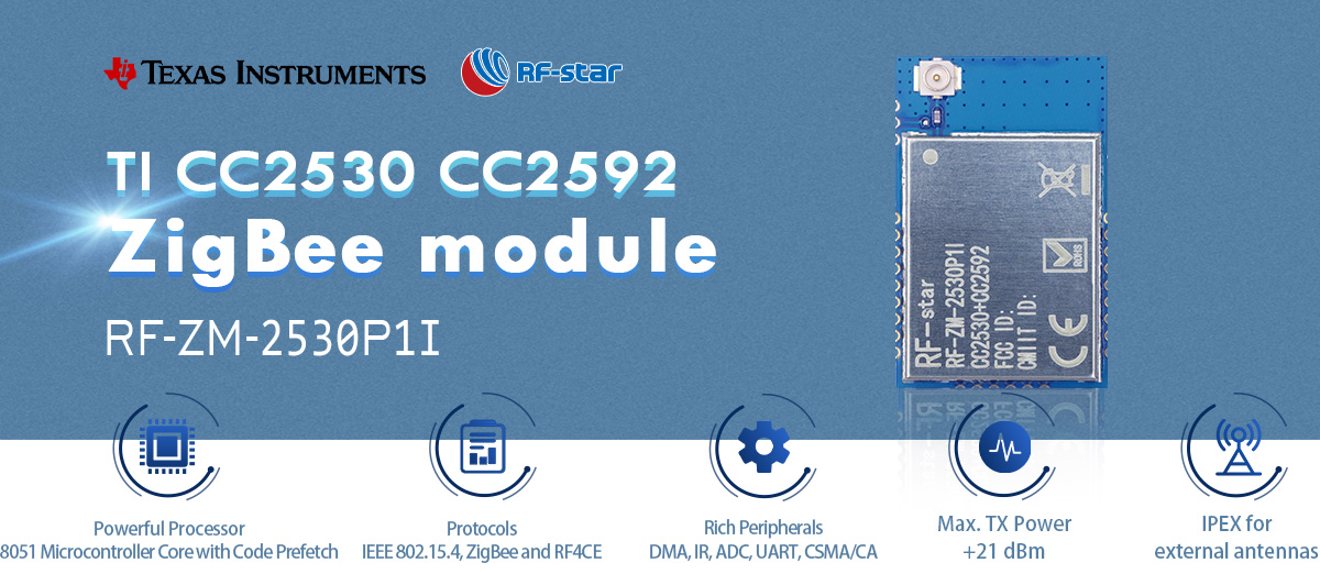 RF-ZM-2530P1I CC2530 CC2592 ZigBee Module with Power Amplifier and IPEX Connector