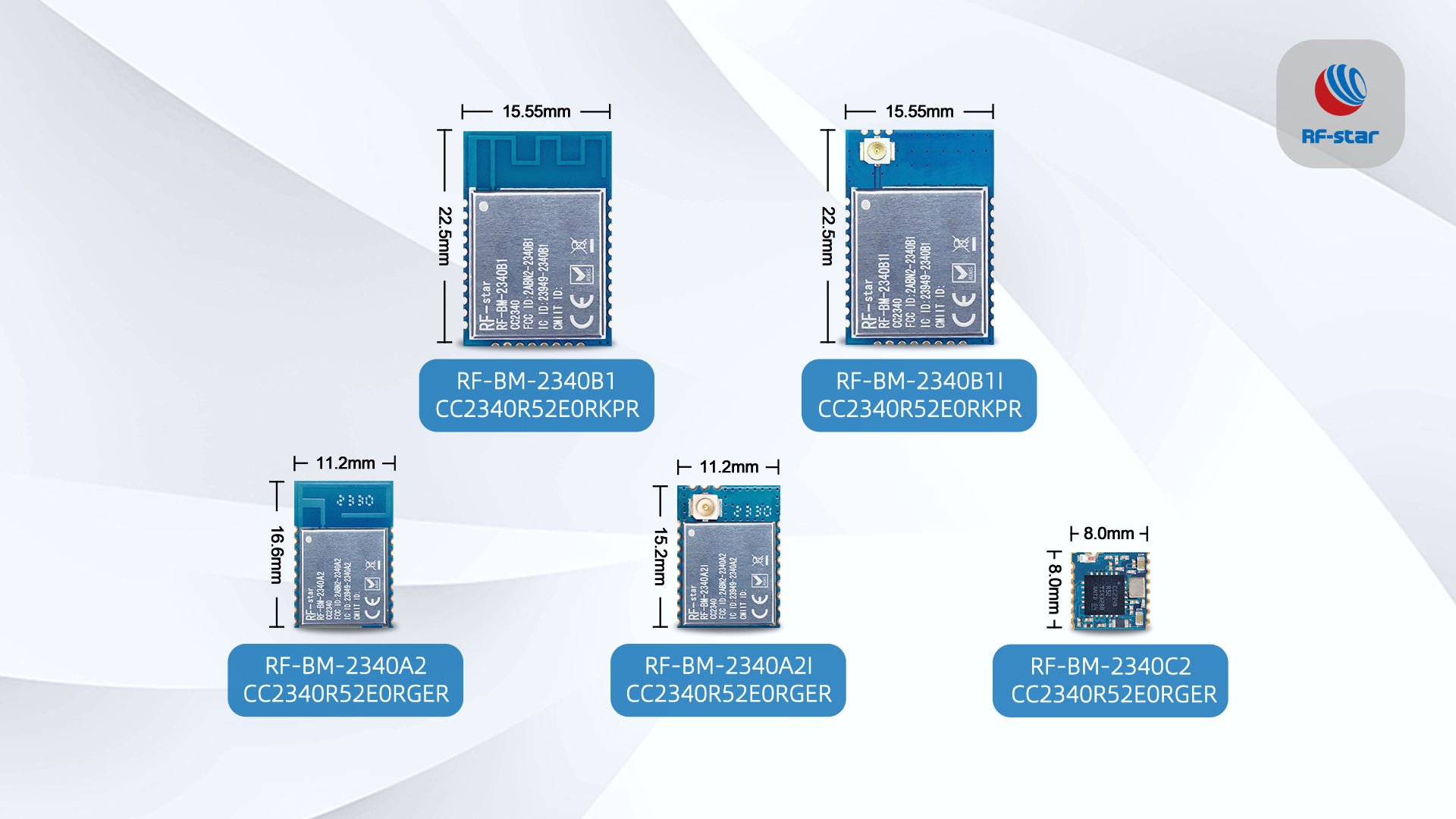 CC2340 modules with different dimensions