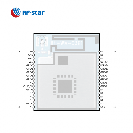Low-Power ESP32-C3 2.4 GHz WiFi & Bluetooth 5.0 Module RF-WM-C3B1